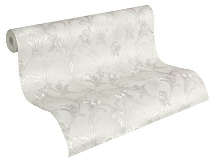 A.S. Création Tapete Hermitage 9, Mustertapete, klassisch, barock, reinweiß, silberfarben, metallic, 943385