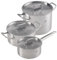 Kuhn Rikon, Batería de Cocina Montreux , Juego 3 piezas: Cazo 1L/16 Cm y Cacerolas 3.1L /20 m y 6L/ 24 Cm. Acero inoxidable 18/10, Asas Frias,Tapa de Acero , Apta Inducción, Fabricada en Suiza