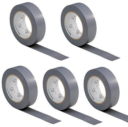 AUPROTEC 5x Isolierband grau 15mm x 10m VDE Isoband PVC Elektriker Klebeband DIN EN 60454-3-1