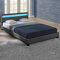 Corium LED Polsterbett Paris Bettgestell mit LED Beleuchtung Doppelbett aus Kunstleder Lattenrost & gepolstertes Kopfteil Ehebett 180x200cm Dunkelgrau