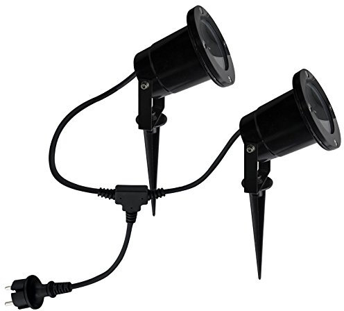 Trango 2-flammig IP65 Gartenstrahler 3074 Außenleuchte aus Alu mit je 1x GU10 Fassung & 2m Zuleitungskabel, Gartenleuchte, Außenlampe, Wegbeleuchtung ohne Leuchtmittel