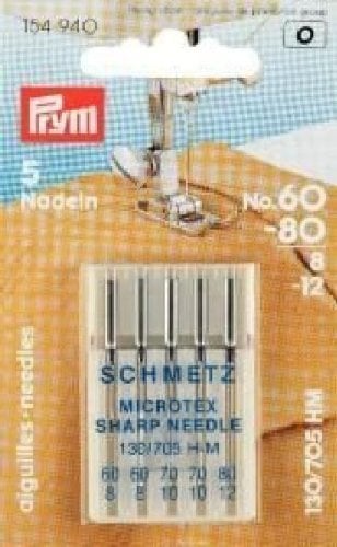 Prym Nähmaschinennadeln 130/705 MICROTEx60-80 silberfarbig 5 St silberfarbig Stahl