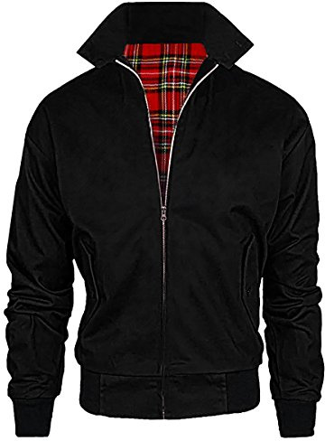Blouson bomber Harrington pour homme Style vintage Doublure tartan Taille, Noir , L