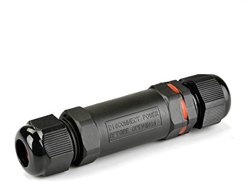 Idealeben Weatherproof Outdoor/External Junction Box Cable Connector Sleeve Coupler (Black, 2-Pole, IP68, PVC)