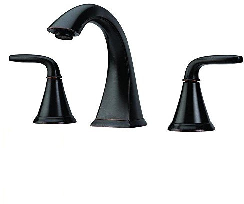 Pfister Pasadena LF049PDYY 3-Loch-Waschtischarmatur fürs Badezimmer, 20,3 cm Abstand, 3 Löcher, Doppelgriff, toskanische Bronze, Waschtischarmatur mit Keramikscheiben-Ventil-Technologie und Drück- und