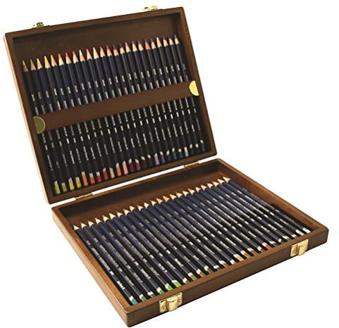 Derwent Aquarellstifte in einer Geschenk-Box aus Holz, Zeichnen & Malen, 48er-Set, Ideal zum Vermischen & Schichten, Professionelle Qualität, 0700758