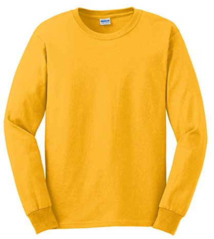 Gildan Mens Plain Crew Neck Ultra Cotton Long Sleeve T-Shirt (S) (Gold)