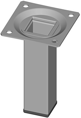 Element System 4 Piezas de Pata de Tubo de Acero de Tipo Cuadrado, Patas de Mesa, Patas de Mueble Incluyendo Placa para atornillar, 4 Colores, 10 tamaños, 10 cm, Aluminio Blanco, 18133-00288