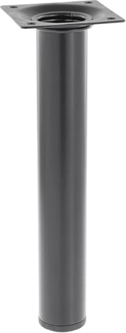 WAGNER Möbelbein/Tischbein/Möbelfuß Classic Retro - Ø 30 x 200 mm, integrierte Anschraubplatte 60 x 60 mm, Innengewinde Ø 10 mm, Stahl pulverbeschichtet schwarz - 12102001