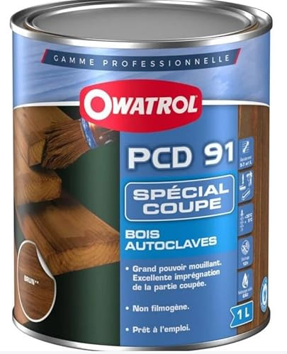 OWATROL PCD 91 - Prodotto da Taglio per Legno trattato in Autoclave PRO - 1 L, Marrone