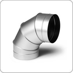 90 Degree fabricated Bend, 250mm Diameter, ducting, hydroponics, Ventilation, galvanised
