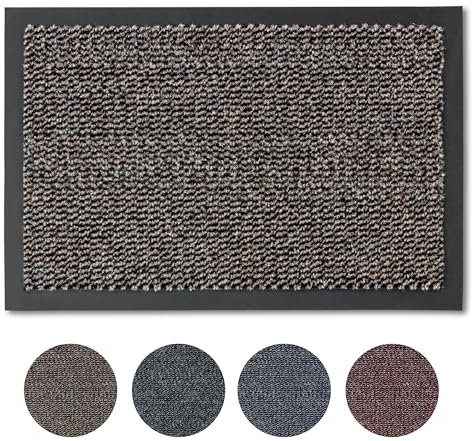 Carpido Fußmatte 80x120 cm für den Innenbereich - Türvorleger schnelltrocknend - Rutschfester Sauberlauf braun - Schlichter Fußabstreifer
