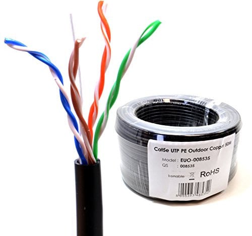 kenable External CAT5e Outdoor Use COPPER Ethernet Network Cable Reel UTP 50m Black [50 metres]
