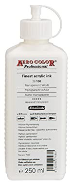Schmincke - AERO COLOR® Professional, Blanc transparent 250 ml, 28100027, peinture acrylique fluide, riche en couleur pour la peinture acrylique, l'aérographie, les techniques mixtes et l'encre acrylique.