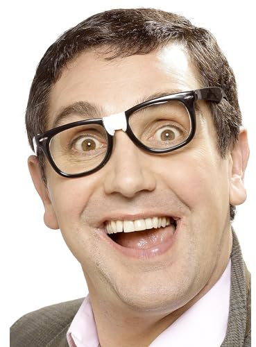 Smiffys Streber-Brille, Schwarz, mit Pflaster