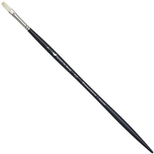 Winsor & Newton Artists' Oil Hog Paint Brush, Long Handle Size 3, Flat