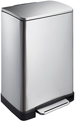 EKO E-Cube Pedal Bin, Metal, Matt Stainless Steel, 40 Litre