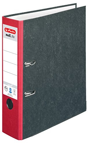 Herlitz Ordner maX.file nature, Pappe, Wolkenmarmorbezug, Kantenschutz, standfest, A4 8 cm, rot