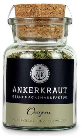 Ankerkraut Oregano Gewürz, getrocknet gerebelt, perfekt für Pizza Suppe Tomate und Fisch, Kräuter zum Würzen, mediterrane Küche für zu Hause, Lecker Kochen, 20g im Korkenglas