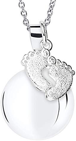MAMIJUX Bola de grossesse avec pieds pendentif et chaîne en acier 110cm