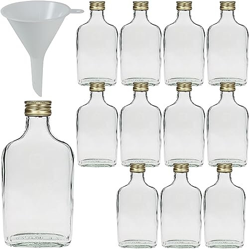 Viva Haushaltswaren Lot de 12 Bouteilles en Verre à schnaps Bouteilles 200 ML. Un Entonnoir