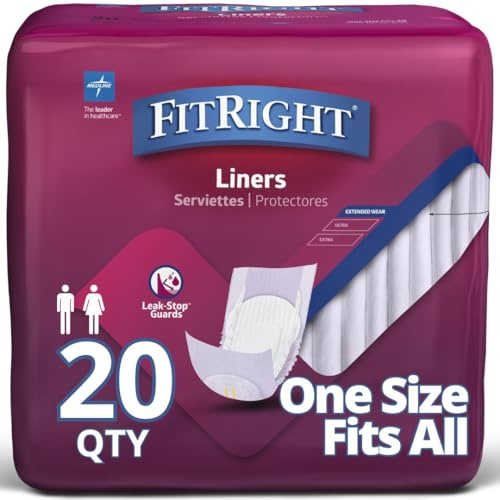 FitRight Restore Incontinence Liners, Maximum Absorbency, 13 x 30, 20 Count