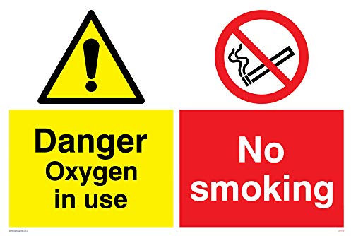 Viking Signs CV5733-A4L-1M Warnschild Danger Oxygen in use No smoking, 1 mm Kunststoff, halbstarr, 300 mm H x 200 mm B