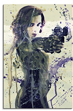 Scarlett_Johansson_90x60cm Splash Art Paul Sinus Aquarell, Gemälde, Kunstbild auf Leinwand