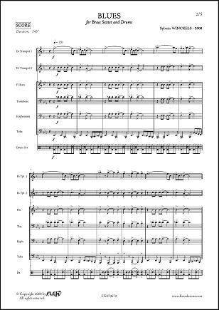FLEX EDITIONS WINCKELS S. - BLUES - BRASS SEXTET AND PERCUSSIONS Klassische Noten Blechblasinstrumente und Percuss Trompete