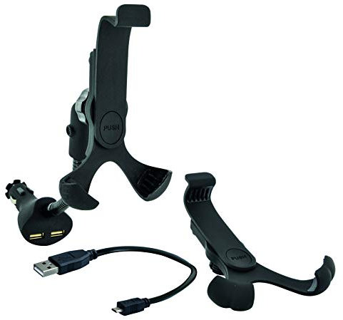 SCHWAIGER LHSP200 513 Universale Smartphone Halterung Handyhalterung Auto KFZ-Halterung PKW Smartphonehalter mit USB-A Buchsen Schwanenhals