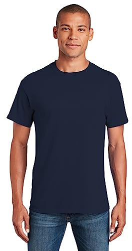 Gildan Men's Heavy Taped Neck Comfort Jersey T-Shirt, Navy, Medium