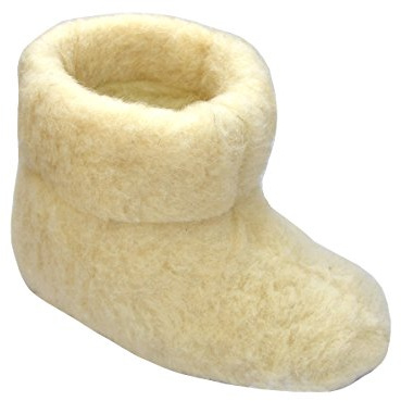 Janex Warme Hausschuhe Hüttenschuhe aus Schafwolle Creme (40)