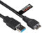rhinocables USB 3.0 A Male to Micro B External Portable Hard Drive Cable for HDD, HDD's Data Sync and Charge Lead (2m, Black)