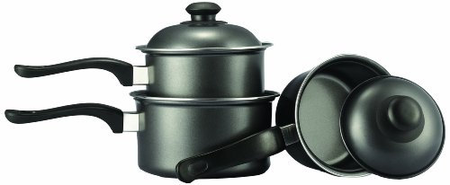 Everyday KC1009 3 Pack Pan Set 14 cm, 16 cm and 18 cm with Lids, Graphite