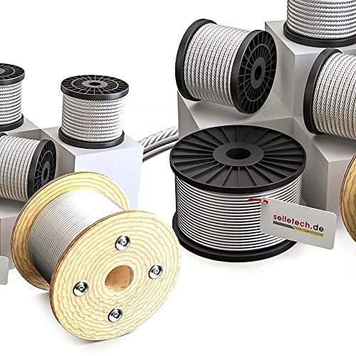 Seiletech.de STAHLSEIL | 3mm | 50m | Edelstahl INOX | 7x7 mittelweich | Drahtseil für Rankhilfe Rostfrei Seil Stahl Draht Forstseil Windenseil Spannseil Geländerseil