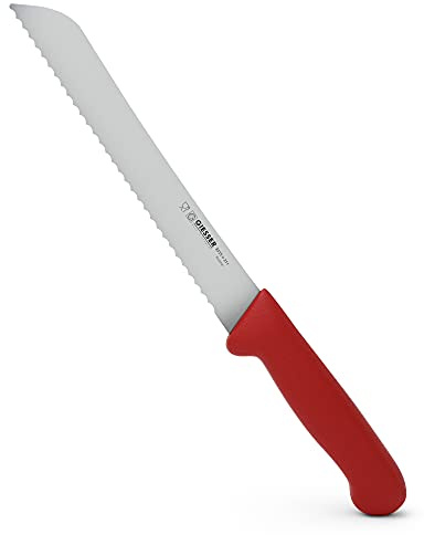 Giesser seit 1776 - Made in Germany - Brotmesser rot, Basic Red, Klinge 21 cm, Wellenschliff, rutschfest, rostfrei