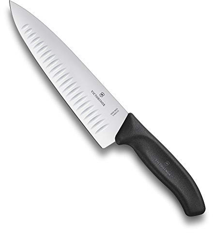 Victorinox Swiss Classic Carving Knife, Extra Sharp Blade, Fluted Edge, 20 cm, Stainless Steel, Black
