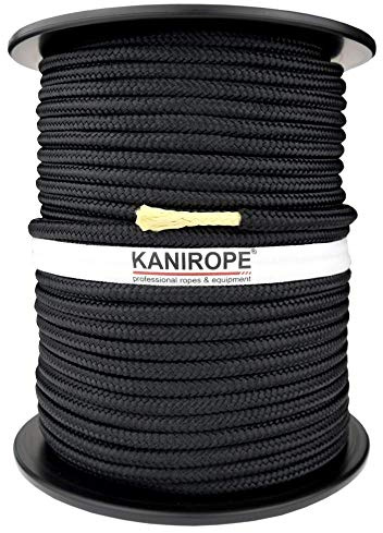 Kanirope® Polyesterseil mit Aramidkern Kevlarseil Seil PARABRAID 5mm 100m Schwarz geflochten
