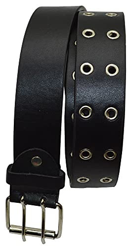 flevado Doppel 2 Loch Gürtel in verschiedenen Farben Doppel Loch Nietengürtel Gürtel (120 cm, schwarz)