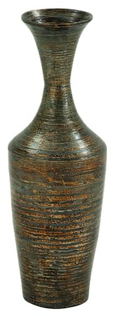 Deco 79 Bamboo Wood Decorative Vase Tall Floor Centerpiece Vase with Lacquer, Vase for Home Decoration 8 x 8 x 23, Dark Brown