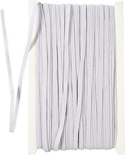 Cordoncino elastico, larghezza: 6 mm, bianco, 50 m