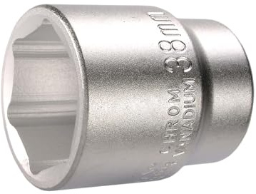 SW-Stahl 07660L-38 Steckschlüsseleinsatz 3/4 Zoll, 38 mm Sechskant | Nuss aus Chrom-Vanadium-Stahl, matt verchromt, Außensechskant-Profil, 62 mm Länge, Premium-Qualität für Profis