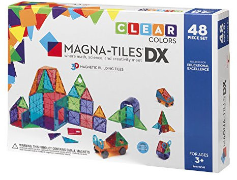 Magna-Tiles Clear Colors 48 Piece DX Set For Ages 3+,Multi-color,Small