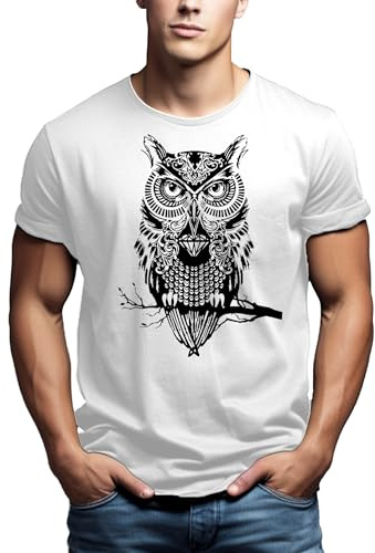 MAKAYA Ausgefallenes Herren T-Shirt mit Eule Größe S-XXXL