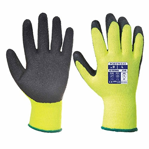 Portwest A140 Cold 10 Latex Crinkle Glove Cut Resistant Thermal Polyester | Black, Medium, EN ISO 21420 Dexterity 4, EN 511, EN 388 (1141X), Comfort Fit, Split Leather, Heavy Duty, Construction