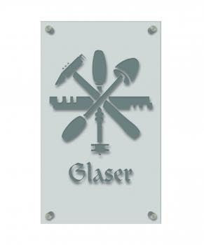 HSK Zunft- Schild - Handwerker-Zeichen, edle Acryl-Kunststoff-Platte mit Beschriftung - Glaser - in Gold, Silber, schwarz oder weiß - 309431 Farbe weiß