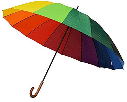 Paraguas Largo XXL para Dos Personas – Arco en Cielo – Happy Rain – Paraguas Largo con caña, 130 cm de diámetro, Muy Resistente, 16 Varillas, Multicolor