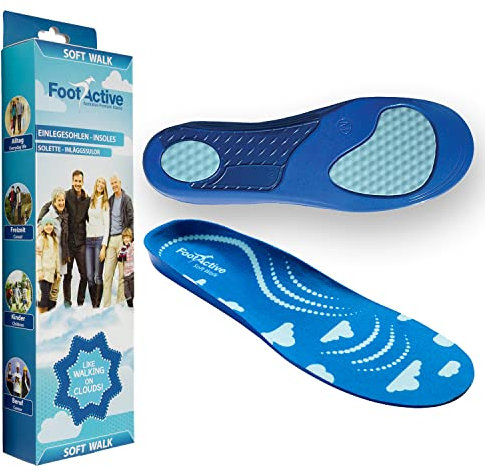 FootActive Soft Walk - Dämpfung, Unterstützung - Laufen wie auf Wolken! - Marken-Einlegesohlen für alle Generationen! -, Blau, 42 - 43 (M)