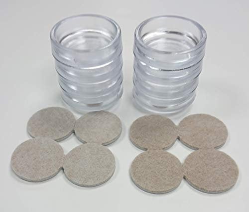 Merriway® BH00152 Castor Caster Cups with Felt Pad, Outer Dimension 68 mm (2.5/8 inch) - Large, Clear, Pack of 8