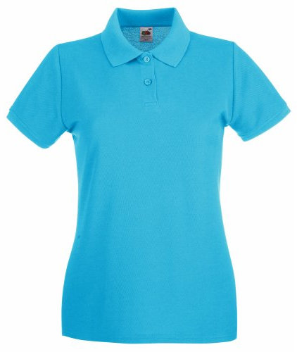 Fruit of The Loom Women's Polo Shirt Short-Sleeve - Blue - Small